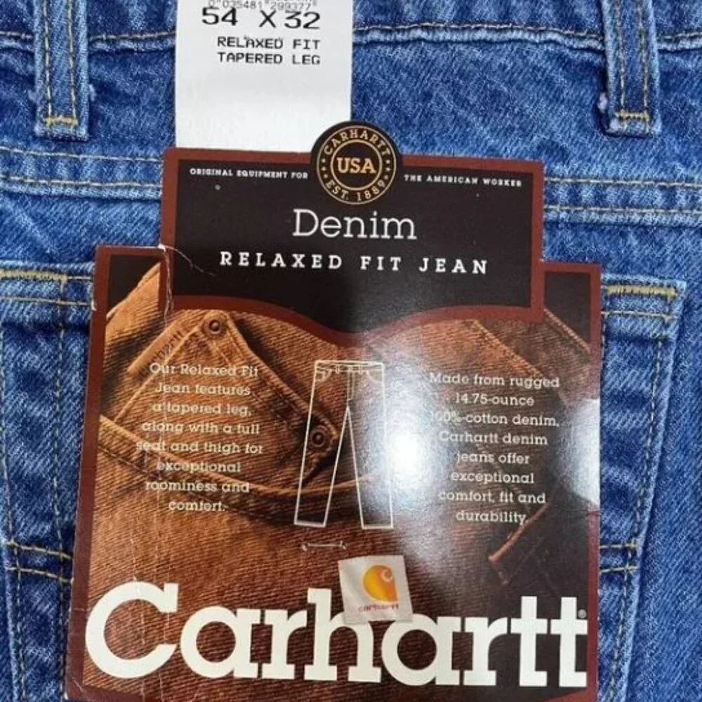 NWT Carhartt Men’s Relaxed Fit Tapered Leg Jeans | Men's Size 54x32, Women's 28